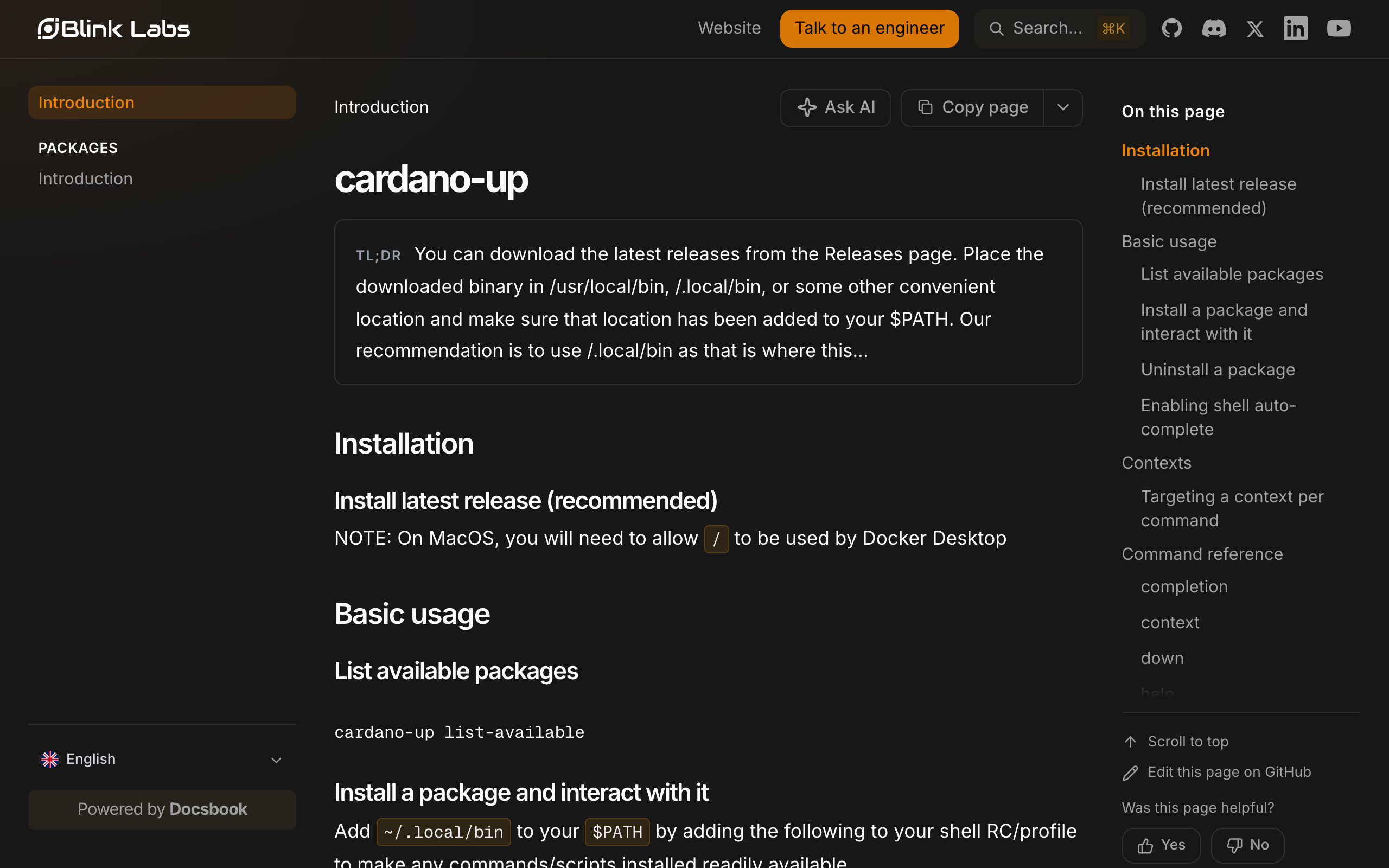 Cardano Up documentation built with Docsbook