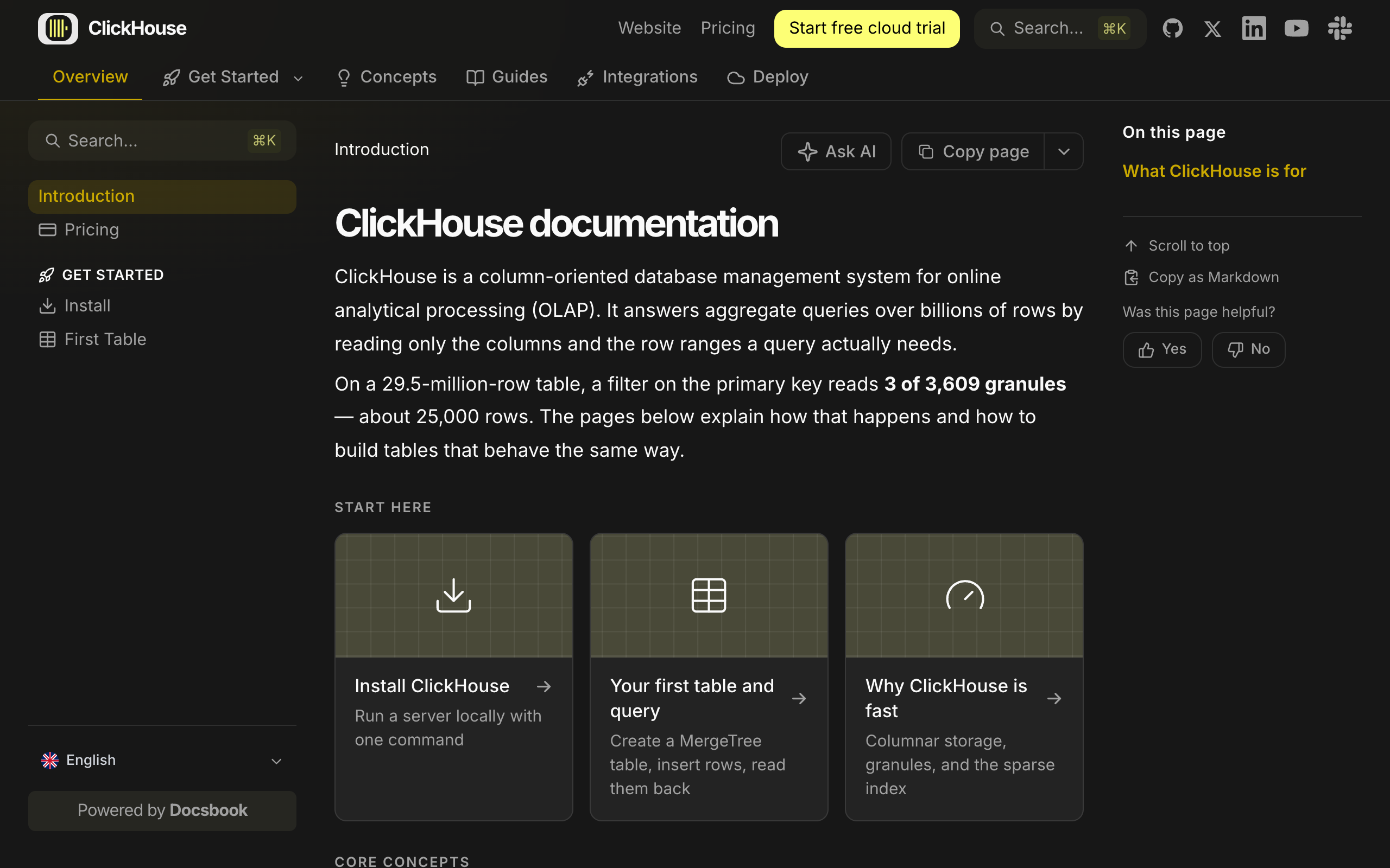 ClickHouse documentation built with Docsbook