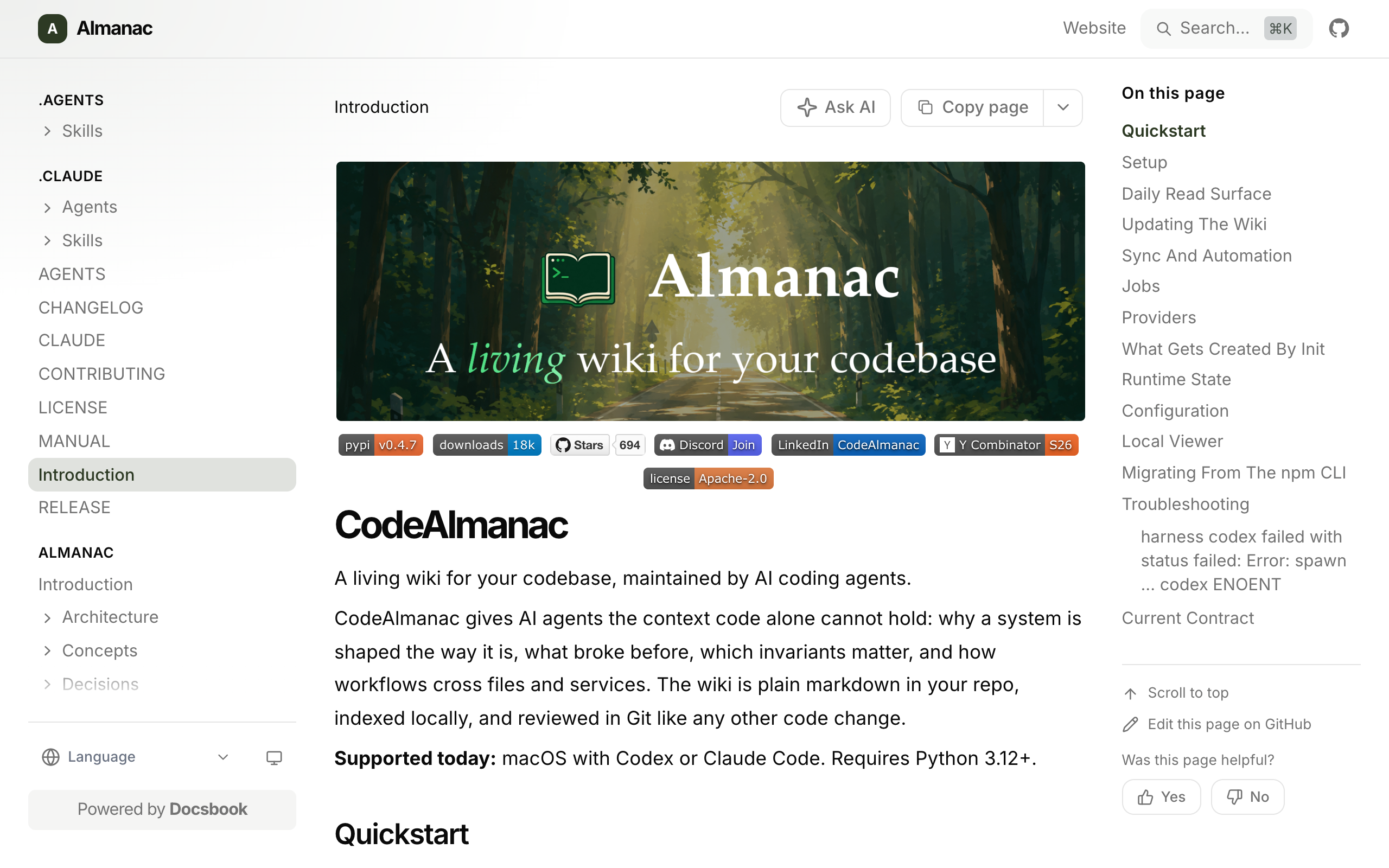 CodeAlmanac documentation built with Docsbook