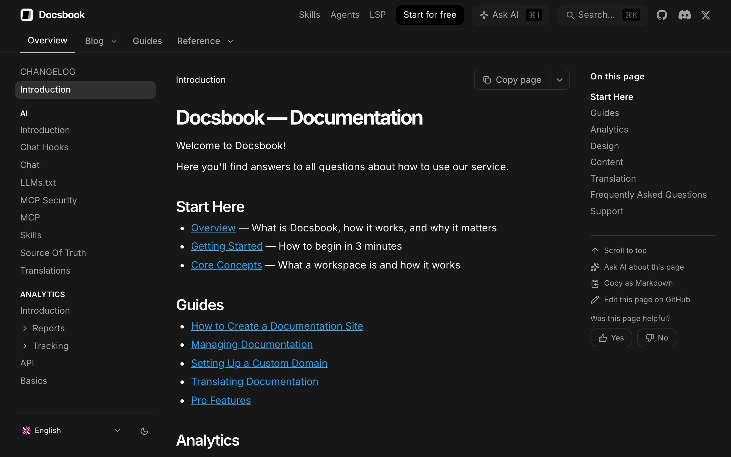 A documentation site on Docsbook
