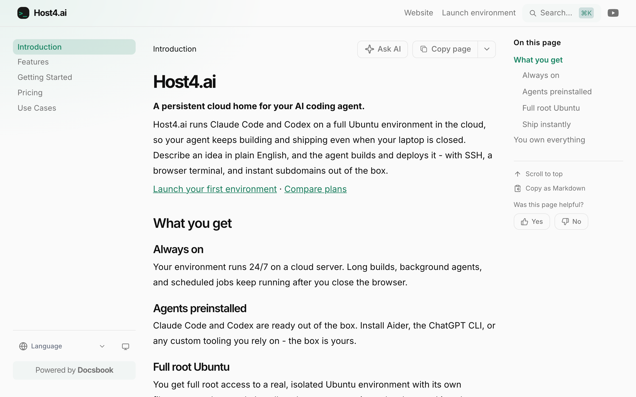 Host4.ai documentation built with Docsbook