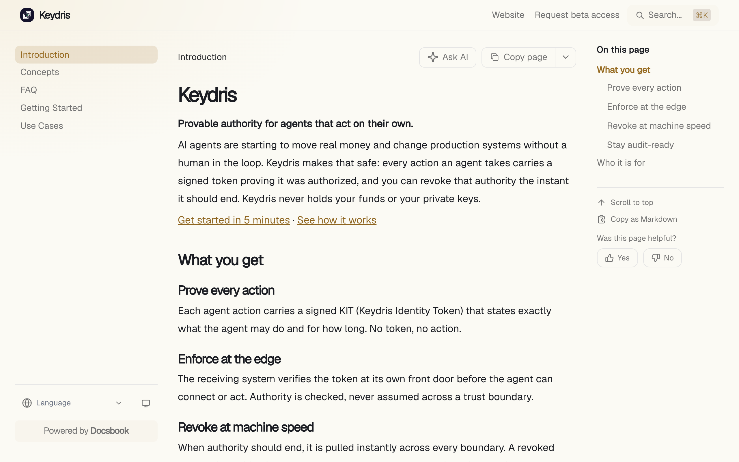 Keydris documentation built with Docsbook