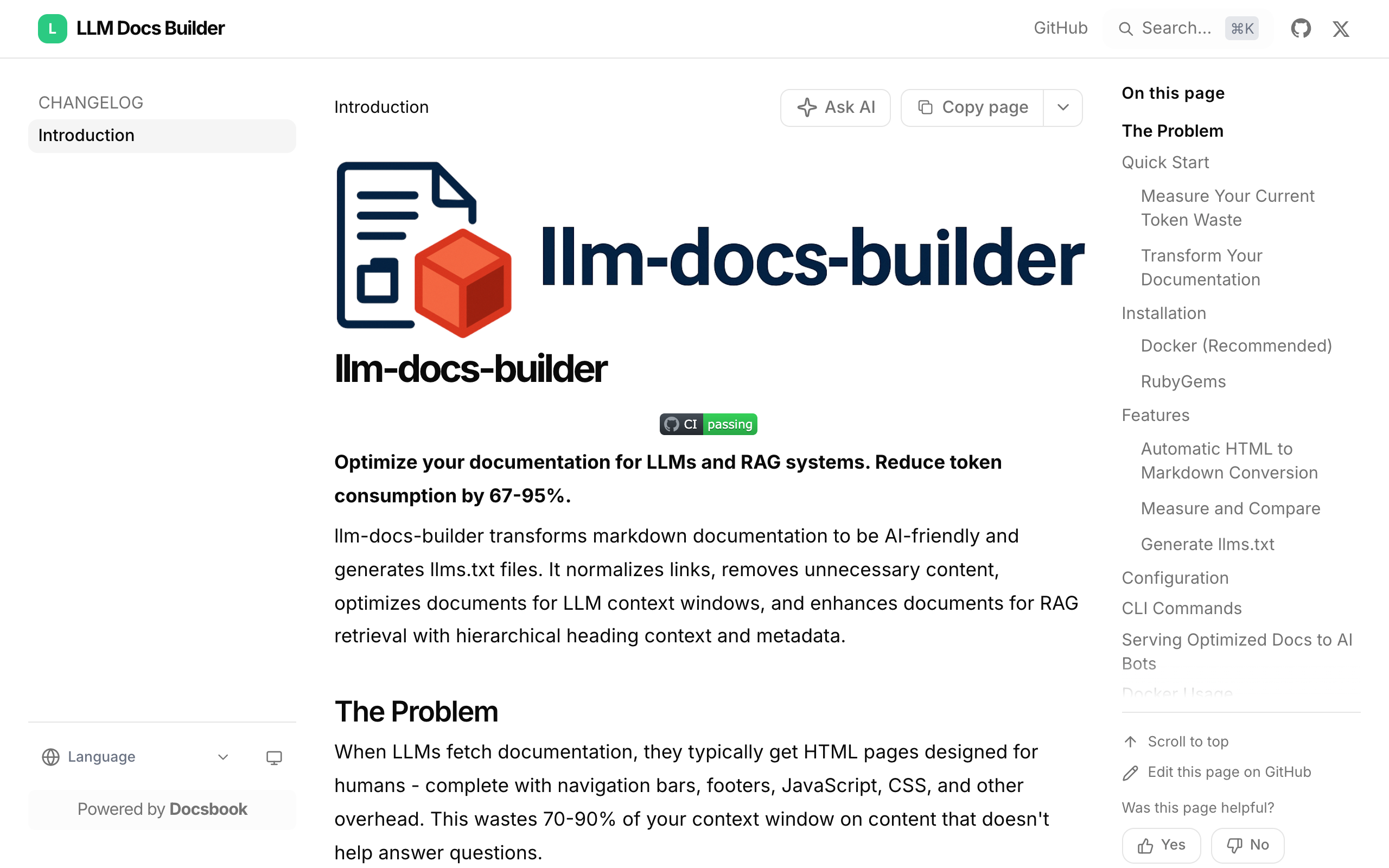 llm-docs-builder documentation built with Docsbook
