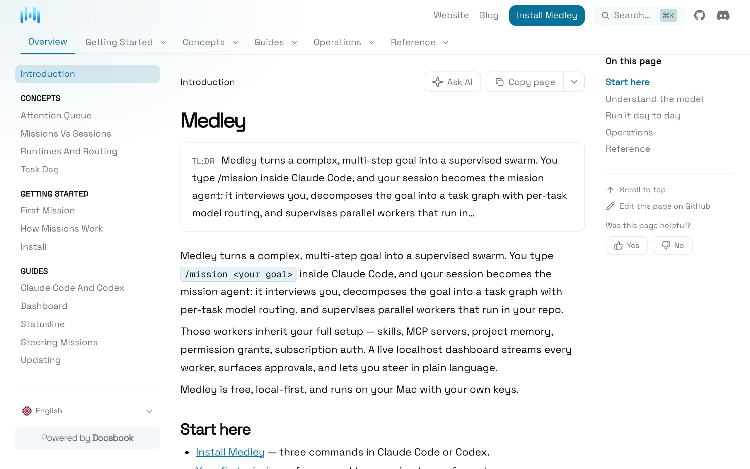 Medley documentation built with Docsbook