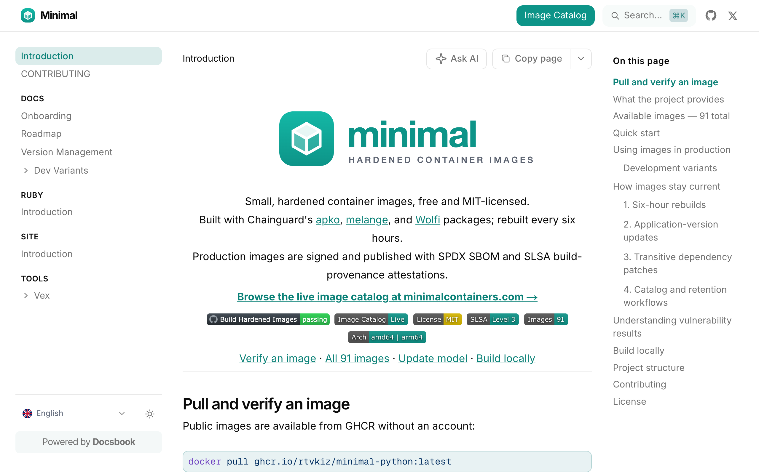 minimal documentation built with Docsbook