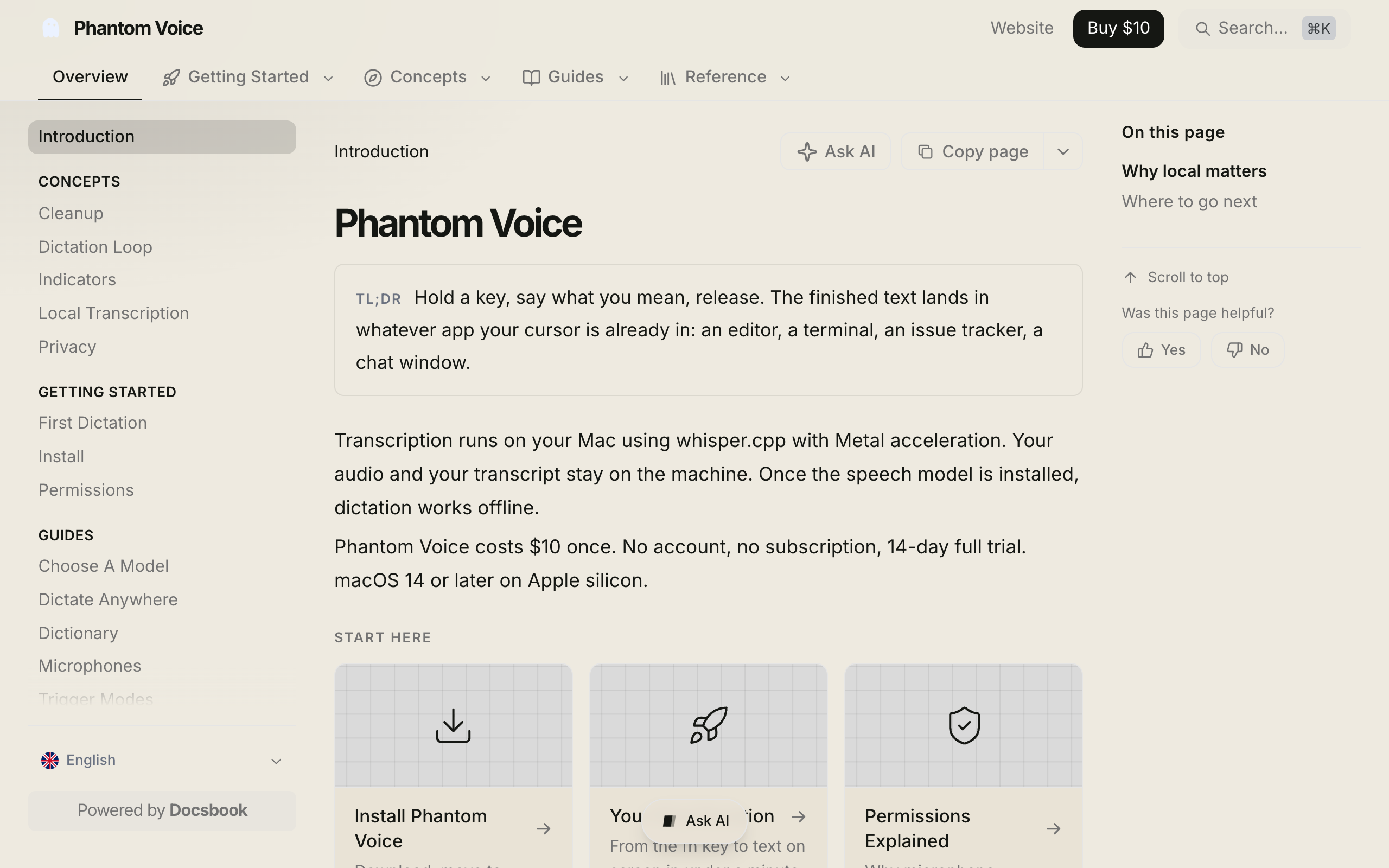 Phantom Voice documentation built with Docsbook