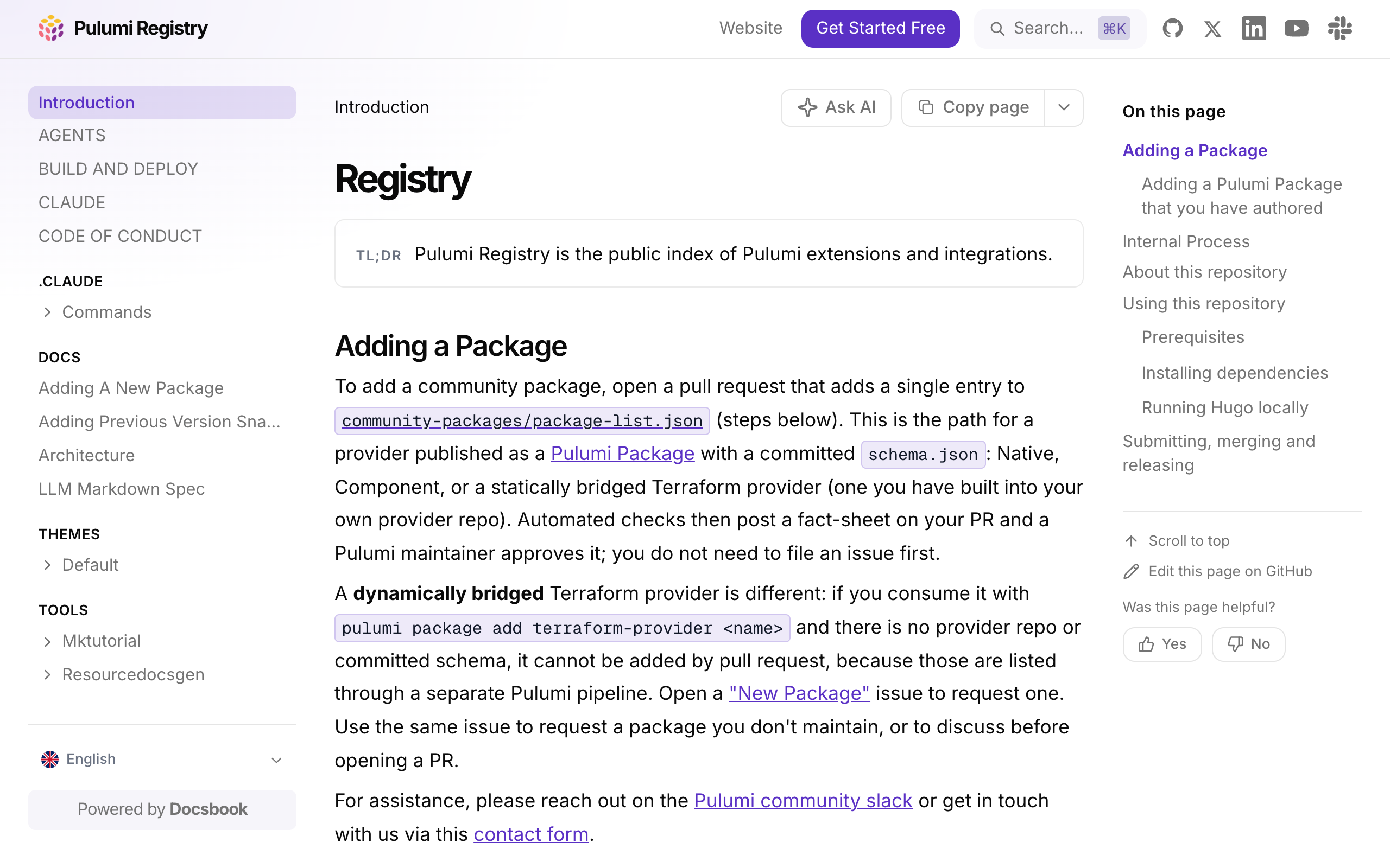 Pulumi Registry documentation built with Docsbook