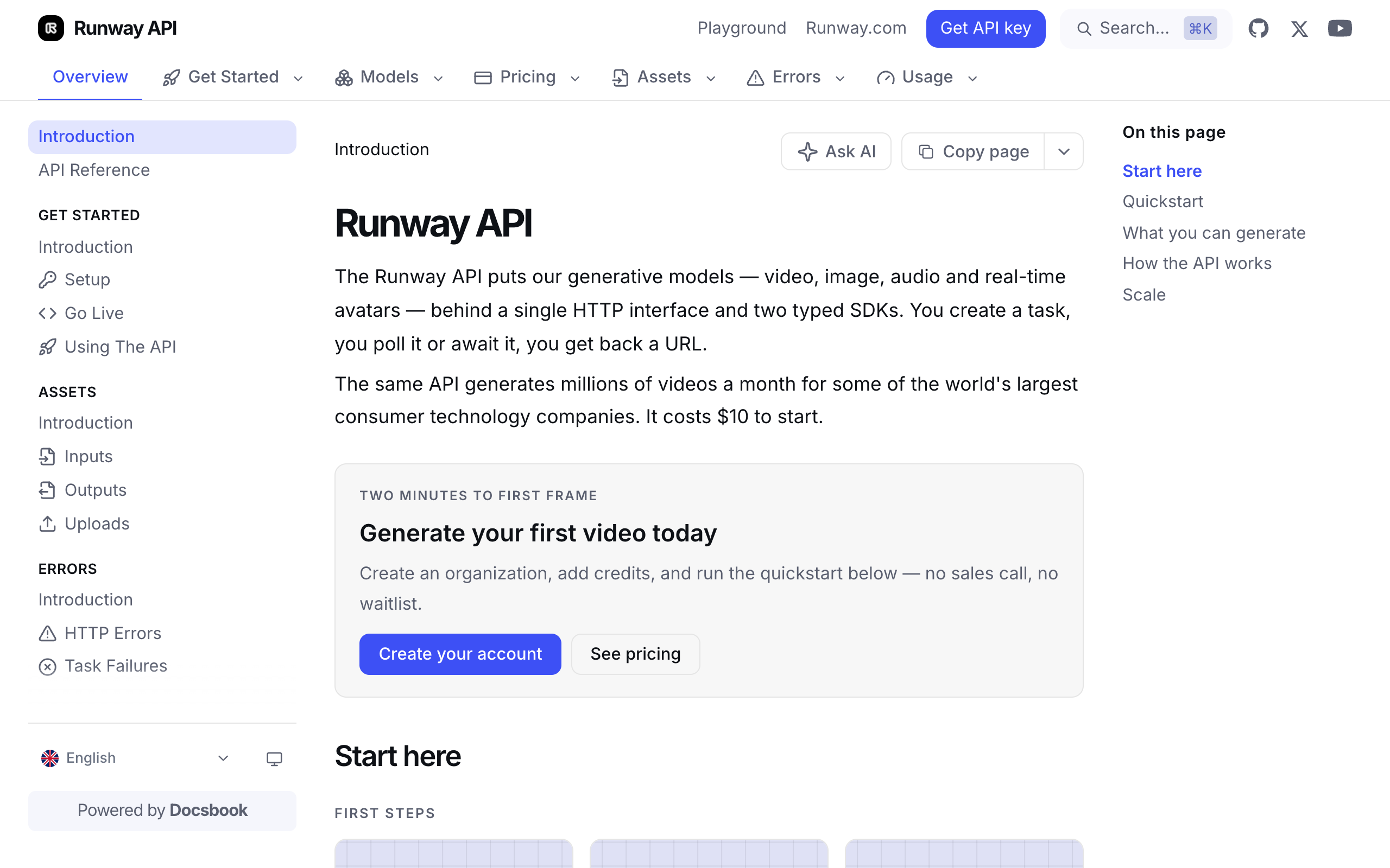 Runway API documentation built with Docsbook