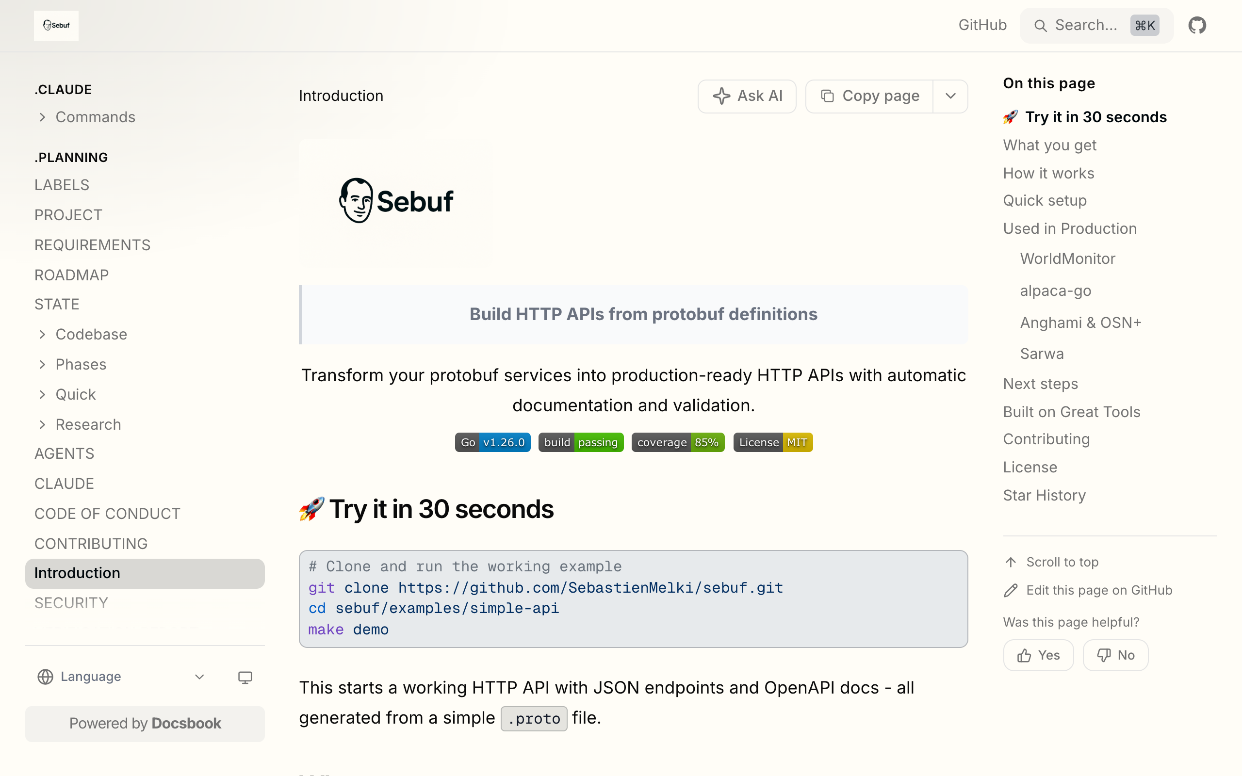 sebuf documentation built with Docsbook