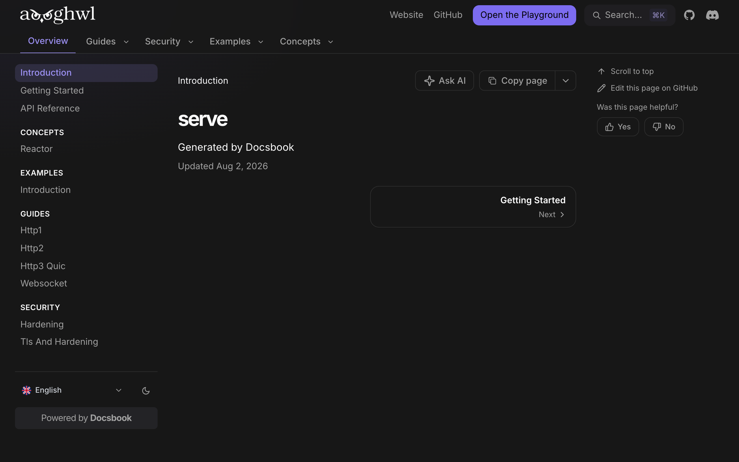 serve documentation built with Docsbook