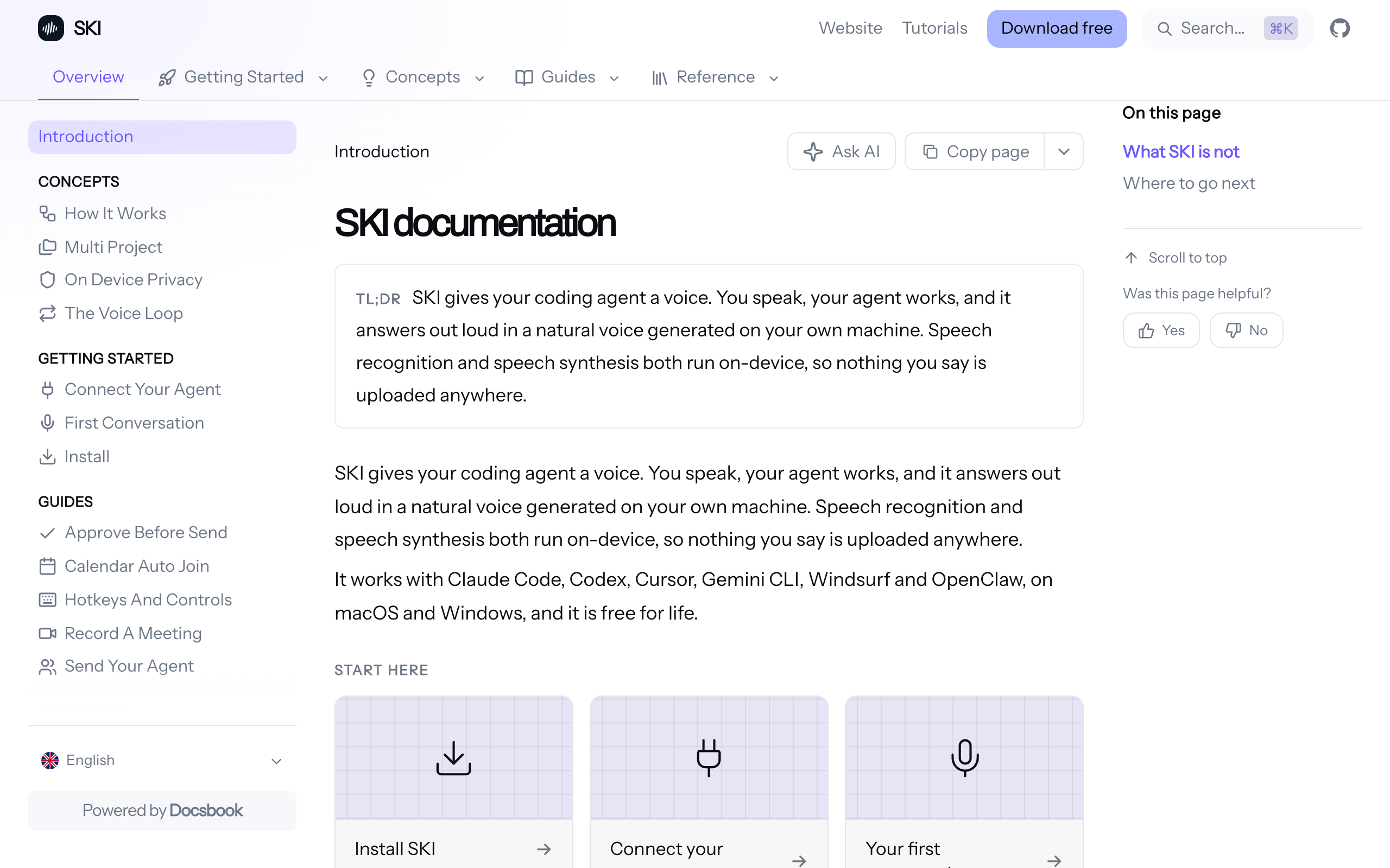 SKI documentation built with Docsbook