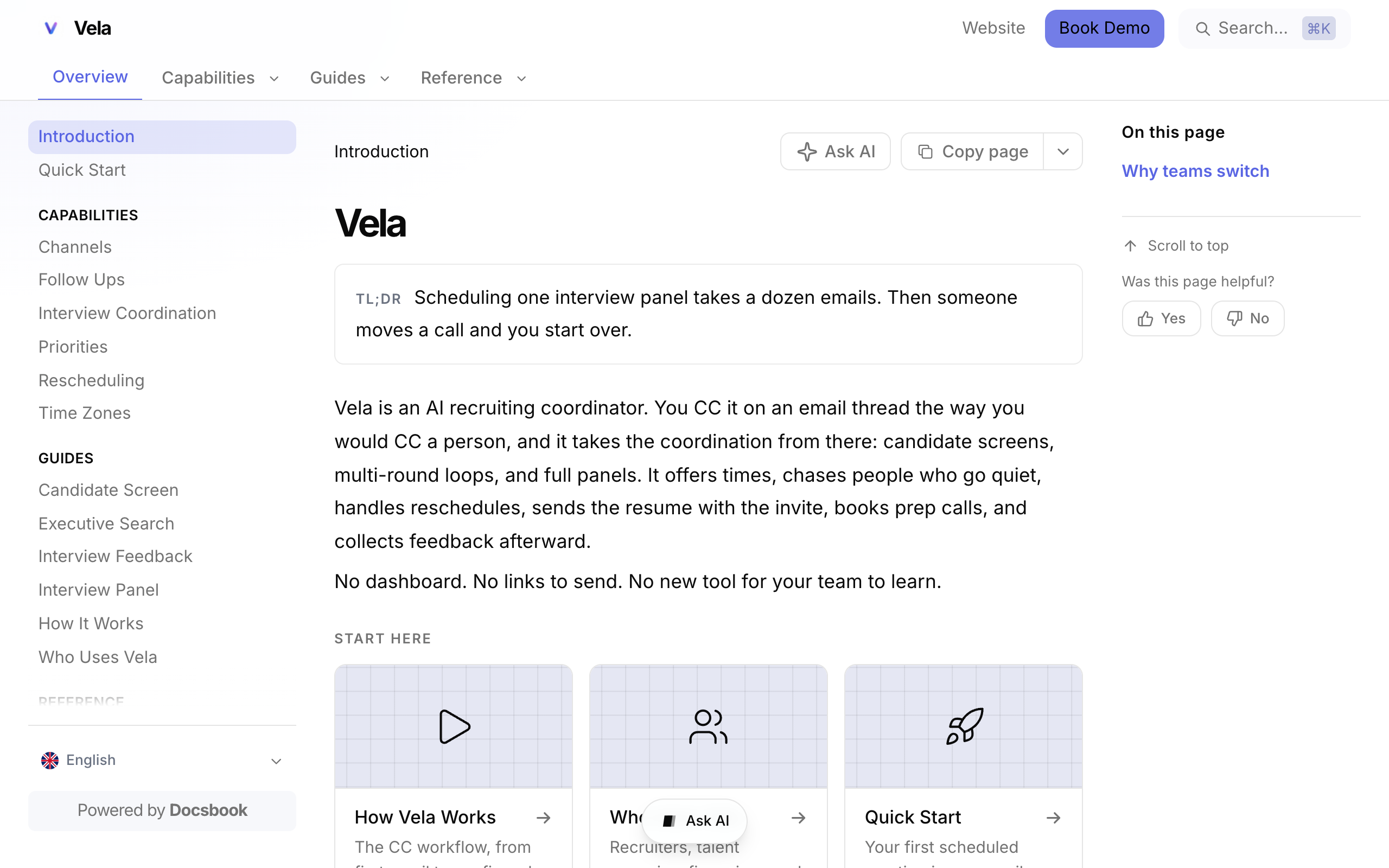 Vela documentation built with Docsbook