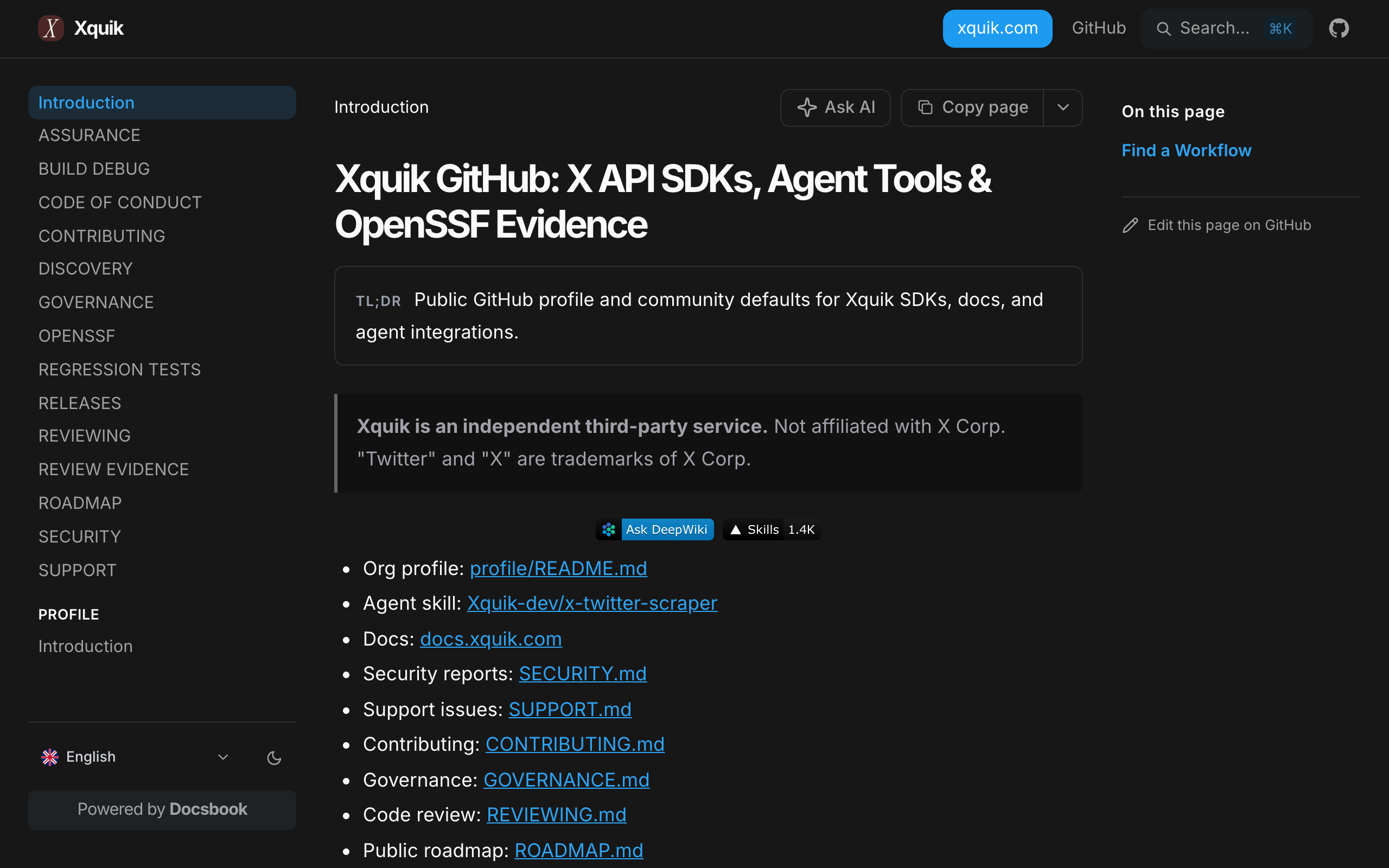 Xquik documentation built with Docsbook