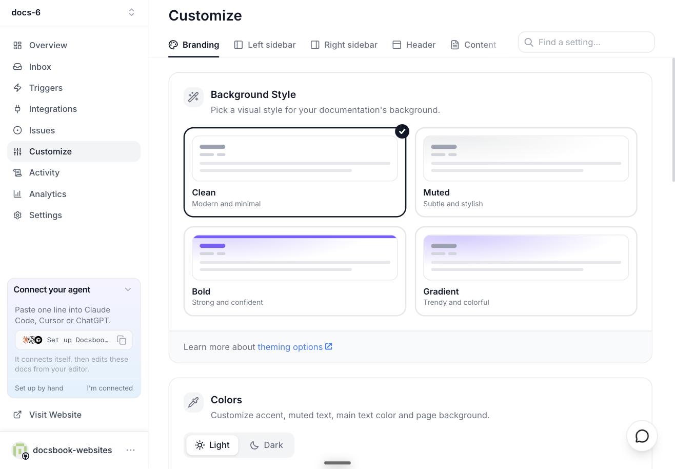 Docsbook branding settings