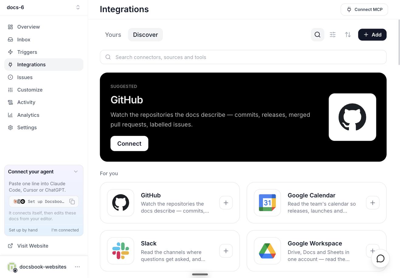 Connecting GitHub in Docsbook